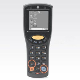 Photo of the scanner with the Function key and the Shift key circled in orange