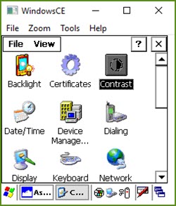 Screenshot of Control Panel with Contrast highlighted
