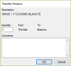 Screenshot of the Transfer Product window