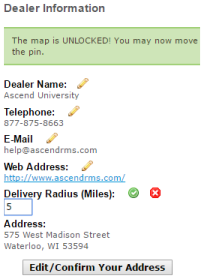 Screenshot of the Dealer Information window