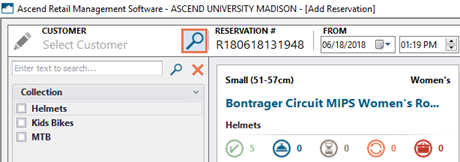 Screenshot of Customer section, the magnifying glass icon is highlighted