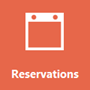 Screenshot van oranje pictogram Reservering met kalenderpagina erop