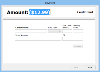 Screenshot of Payment window