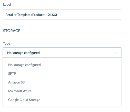 Select the remote storage type