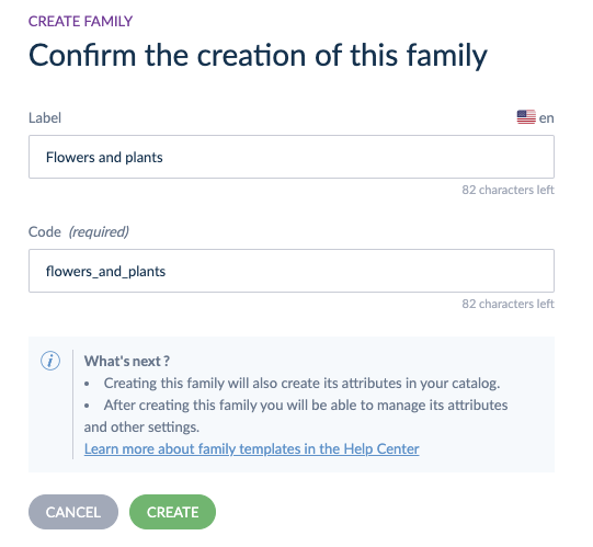 Create label and code of family template