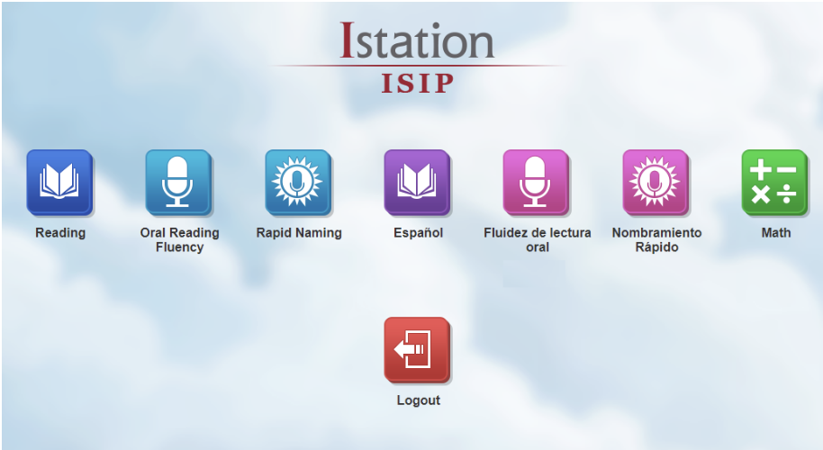 isip.istation landing page where student are given product options to choose from to assess.