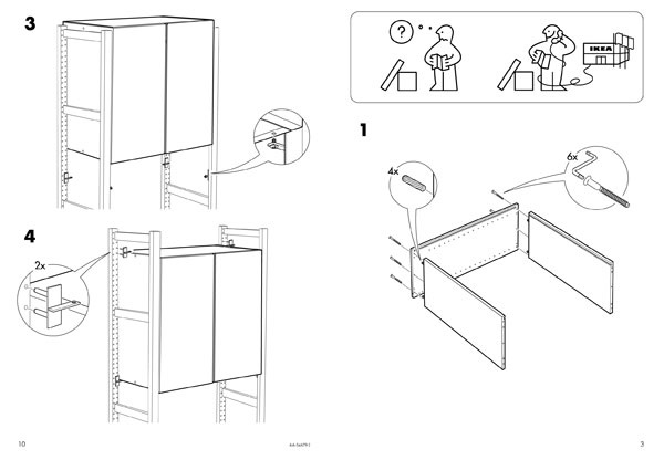 Ikea visual instructions showing procedure to put cabinet together