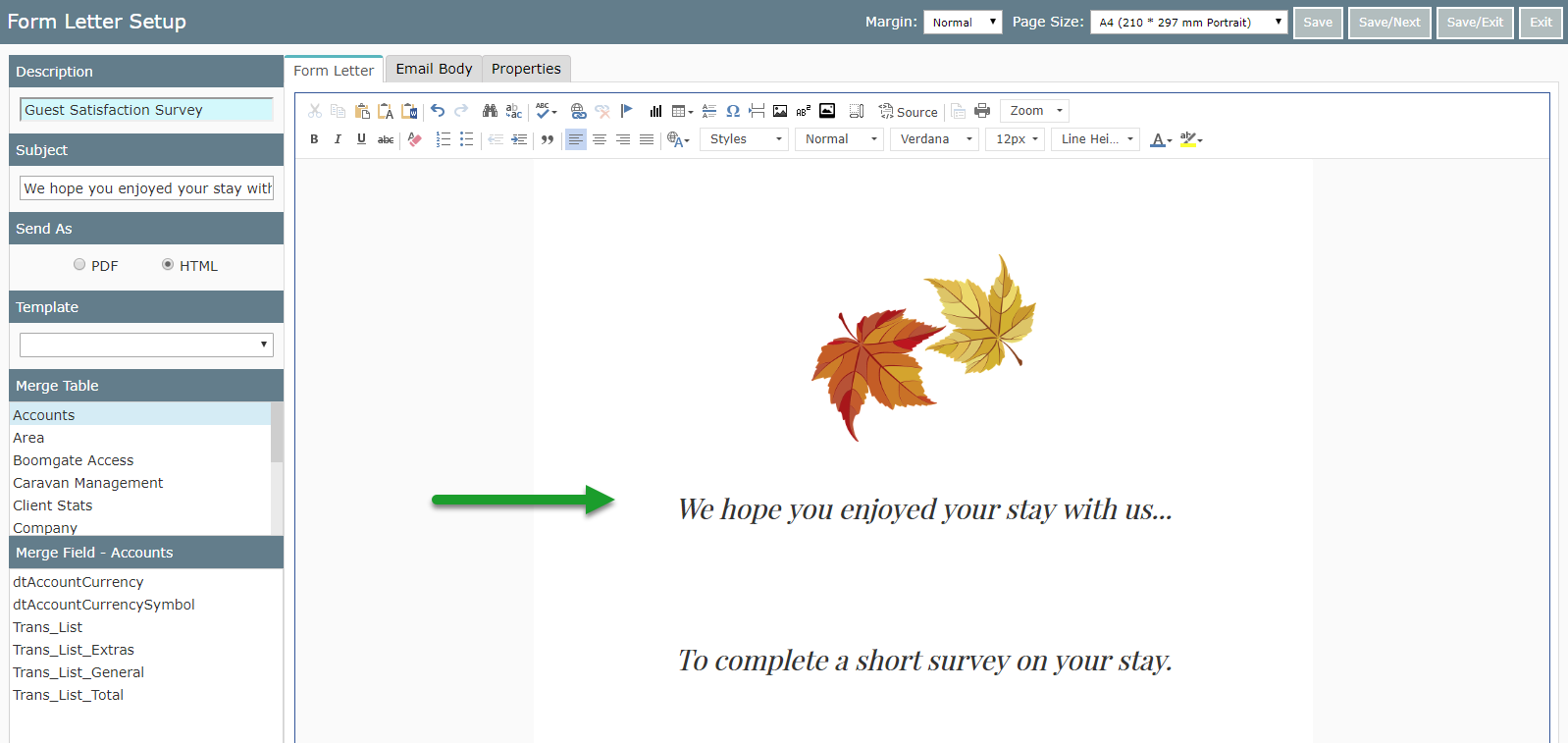 Create an NPS Survey Form Letter — RMS Help Centre