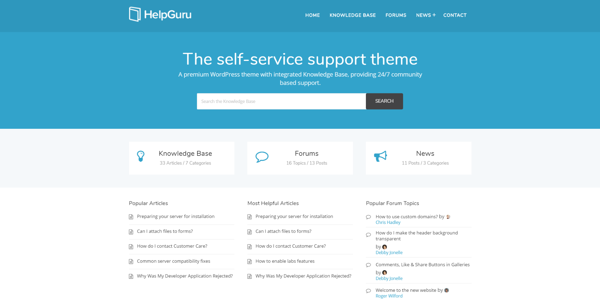 Helpguru Wordpress Theme to create knowledge base