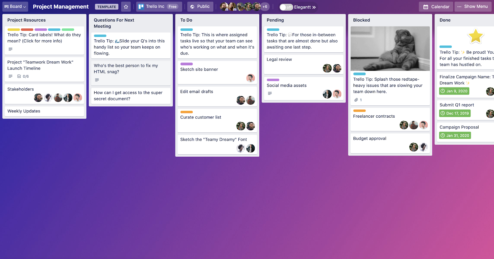 Trello board that can be used to enhance cross-team collaboration