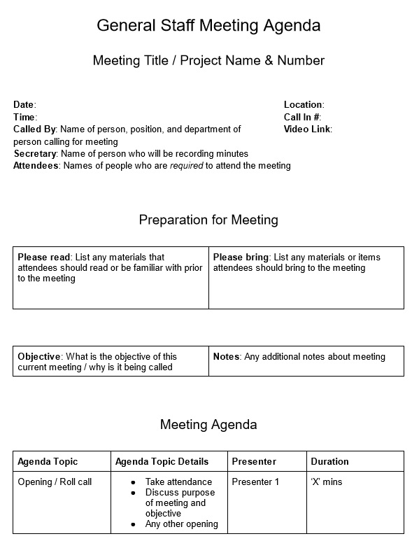 fun meeting agenda template