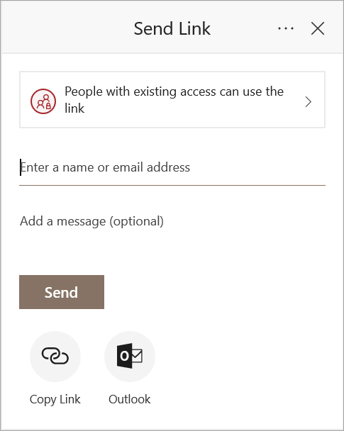 The Send Link dialog box that appears when a list item is selected