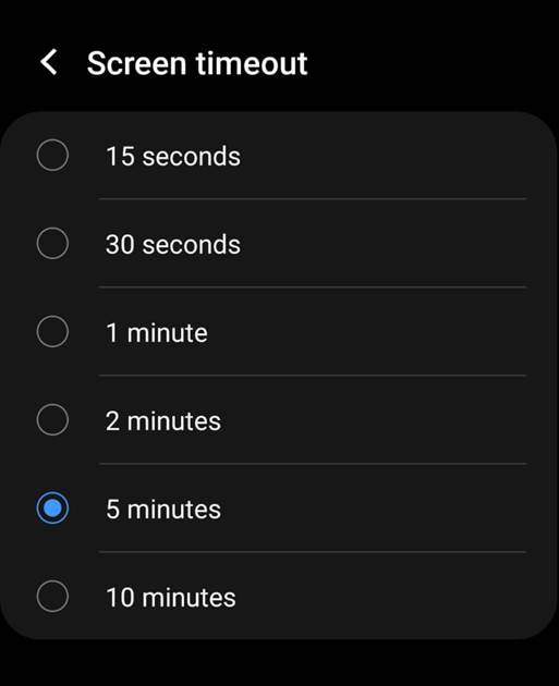 Android device sleep settings