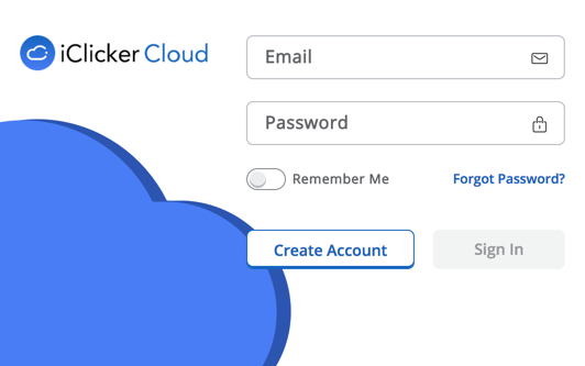 Image of iClicker Login page, with option to create account.
