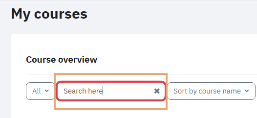Screenshot highlighting course search box