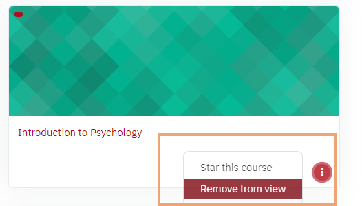 Screenshot highlighting course action menu with options to Star or Remove