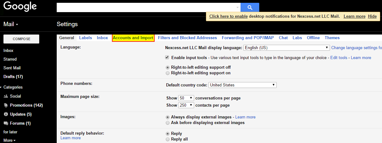 how to use google mail fetcher nexcess