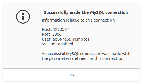 ‘Successfully made the MySQL connection