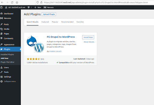 Install the FG Drupal to WordPress Plugin 
