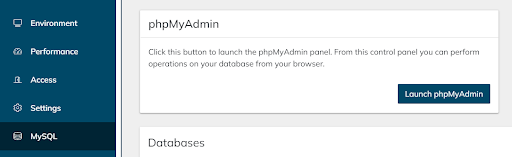 Launch phpMyAdmin