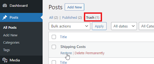 Restore Delete Posts