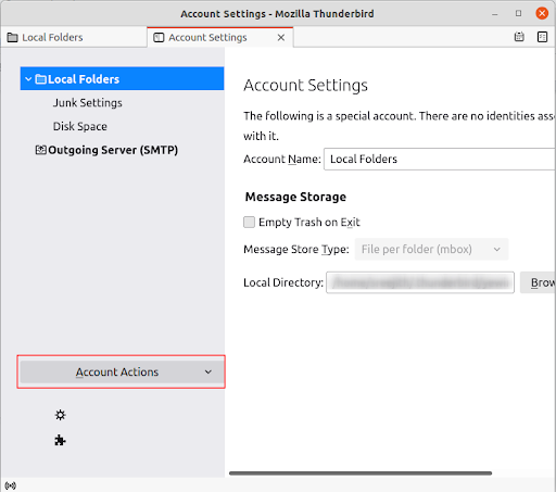 Account Actions >> Add Email Account