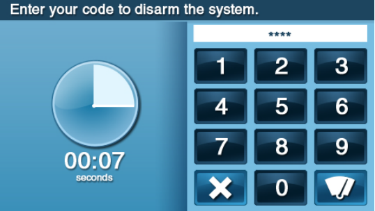 disarm code screen
