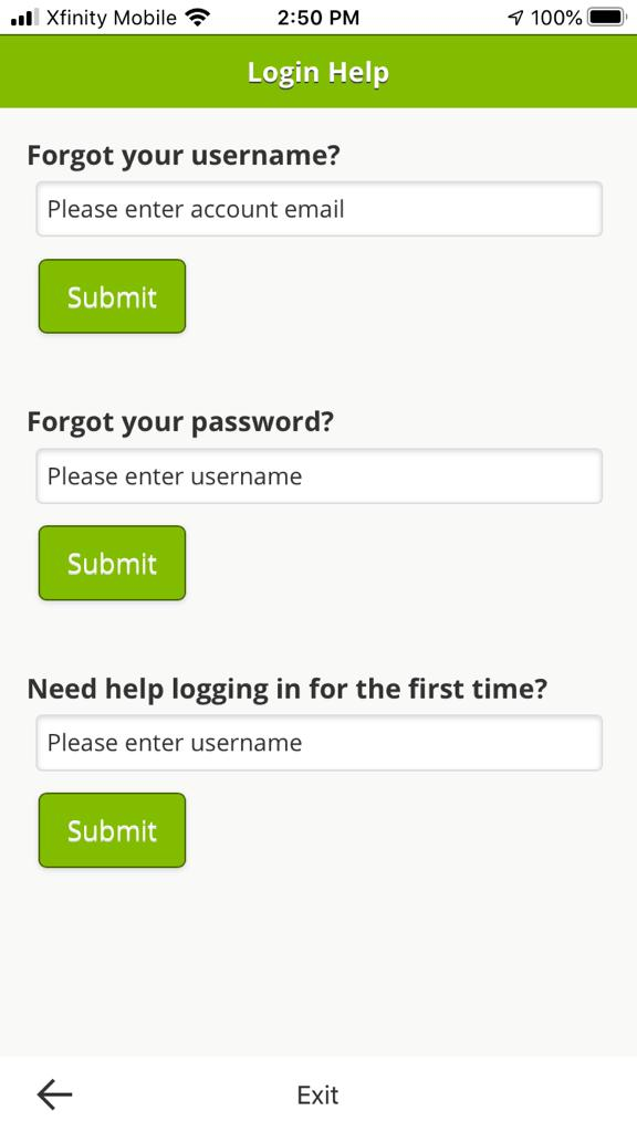 enter username under the forgot passwortd submit form
