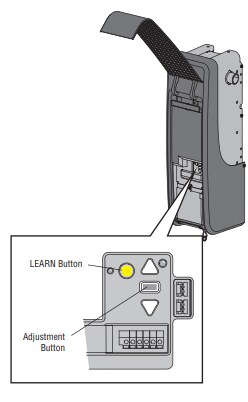 Learn button on wall mount 