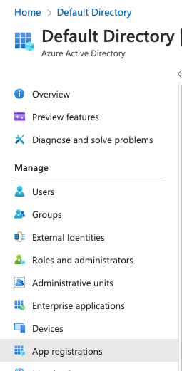 Screen capture of Azure active directory.