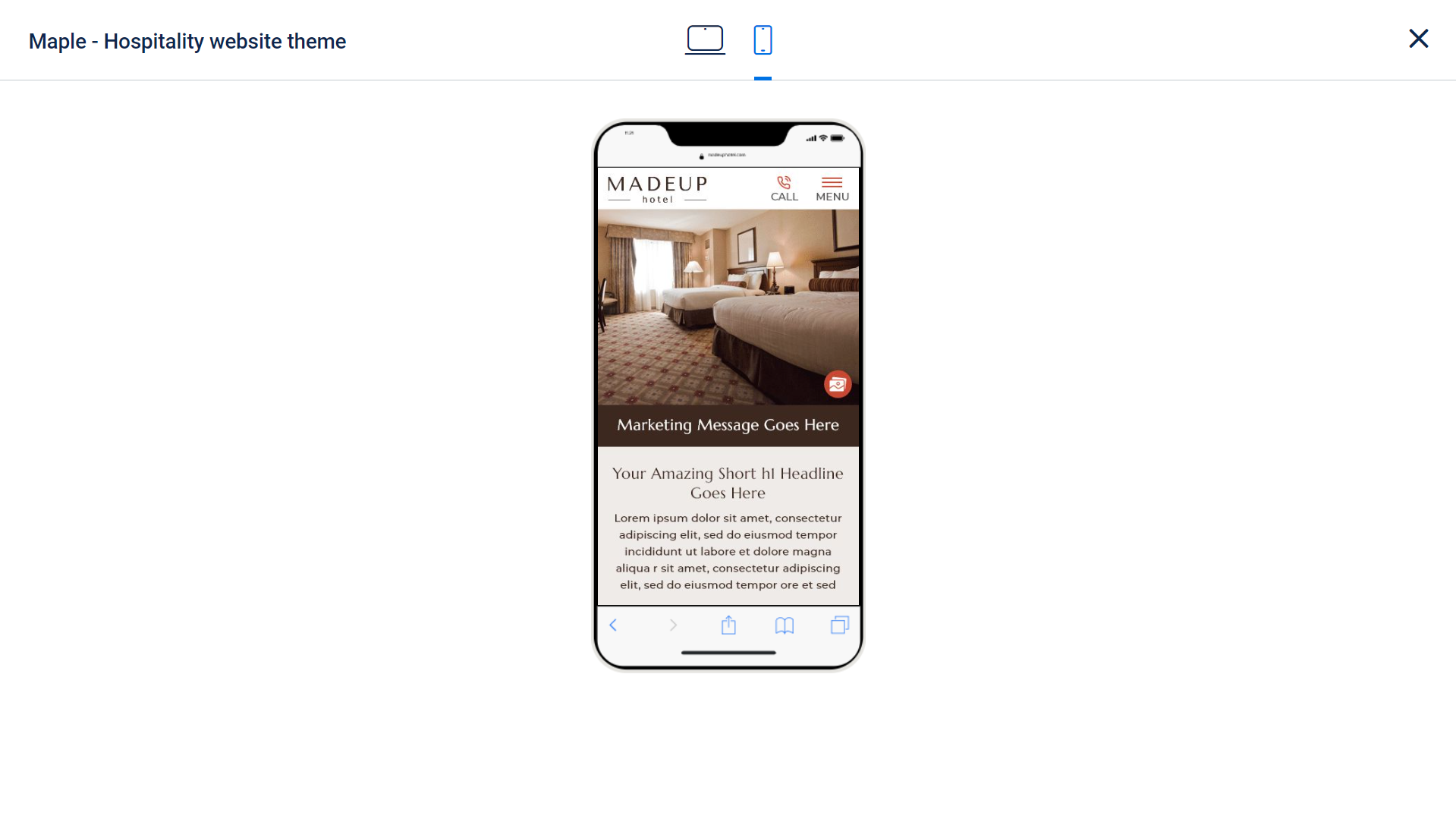 A cellphone with a picture of a hotel room

Description automatically generated