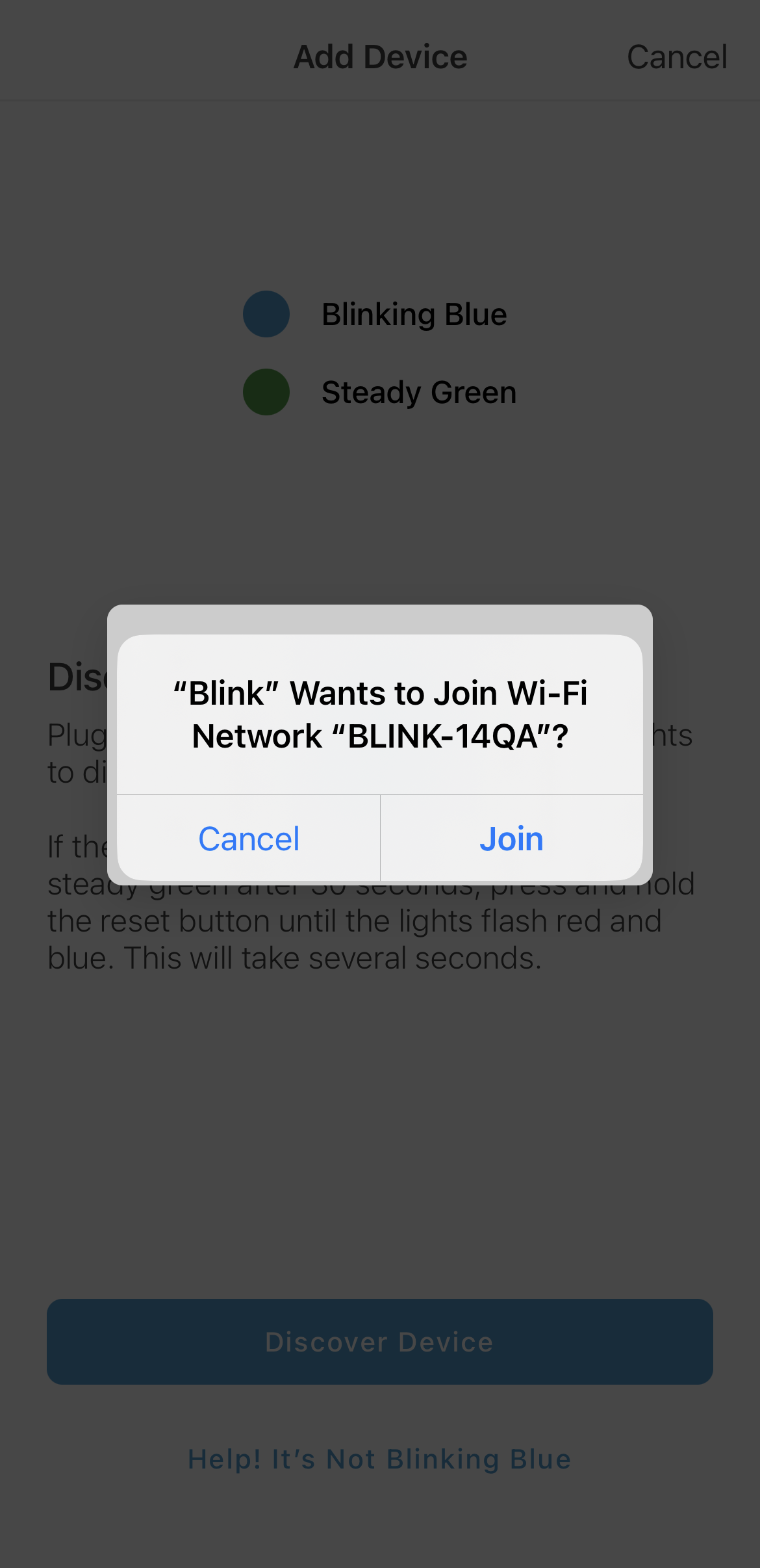 join a Wi-Fi network notification