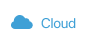 Un'icona a forma di nuvola blu scuro accanto alla parola Cloud