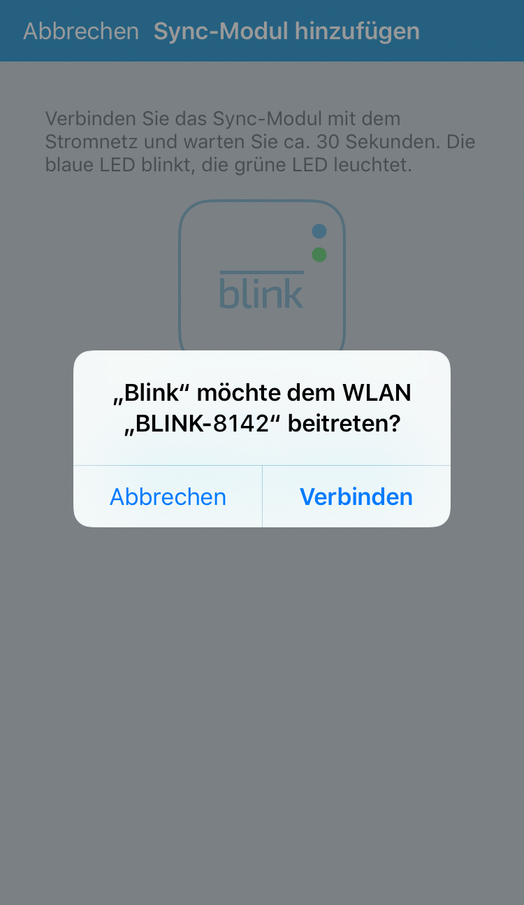 dem Dialog der Blink-Netzwerk-App beitreten
