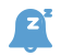 snooze icon is a solid blue bell shape with letter z, tap it to stop snooze
