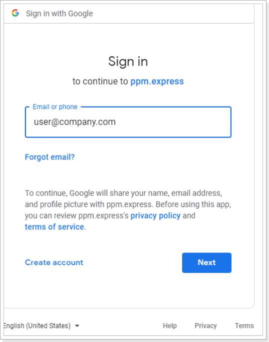 PPM Express "Google" option