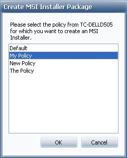 Select policy for installer package