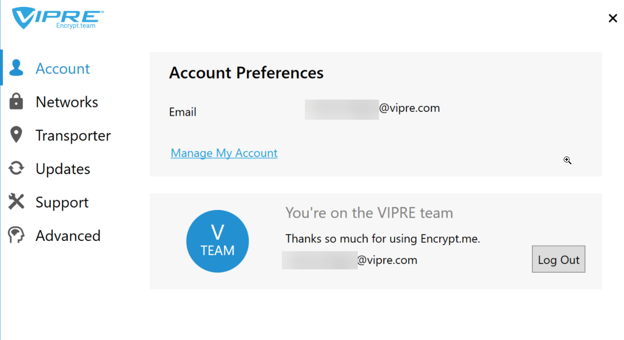 VIPRE Encrypt.team Settings
