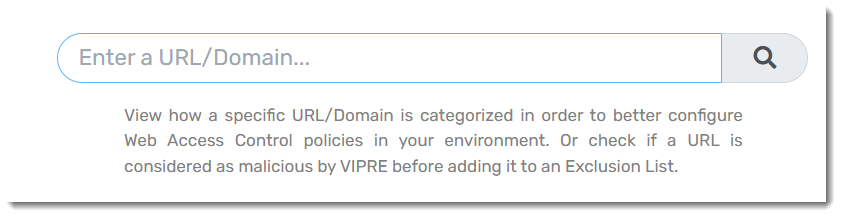 Screenshot: Enter domain/URL to view details on that domain