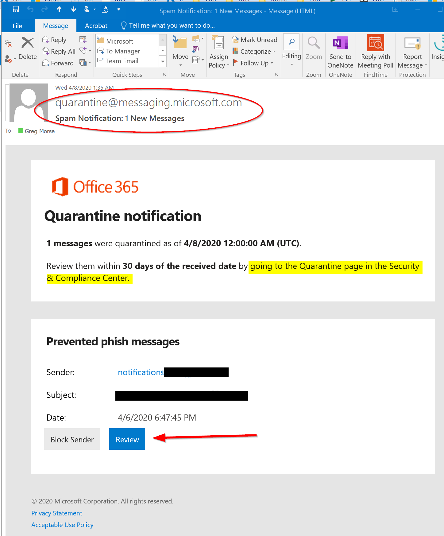 Microsoft Outlook 365 Quarantine Smicof