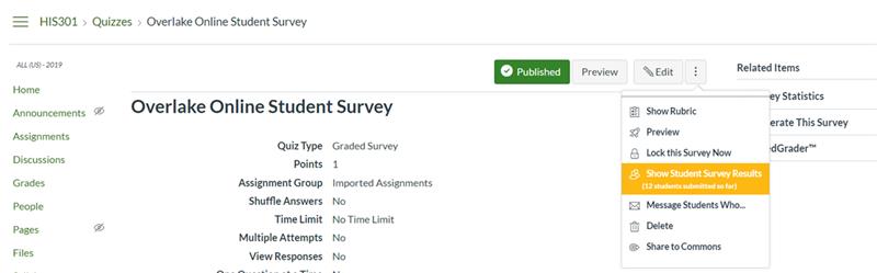 How do I view anonymous survey results in Canvas? - Wise, Overlake's