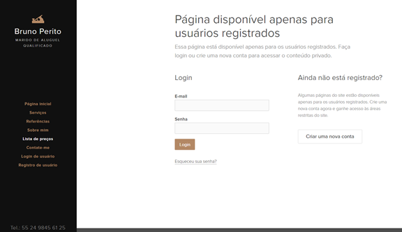 Página de login para usuários registrados