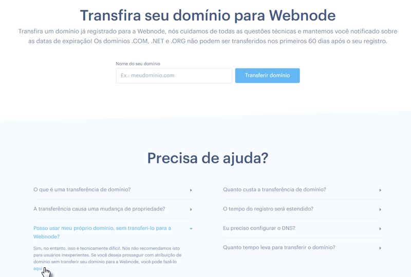 Redirecionar domínio para Webnode