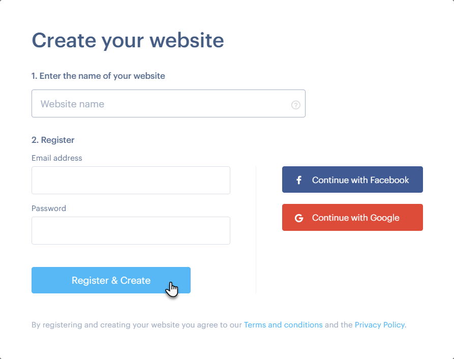 How to Register with Webnode