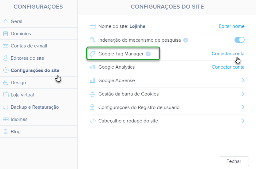 Integrar Google Tag Manager com Webnode