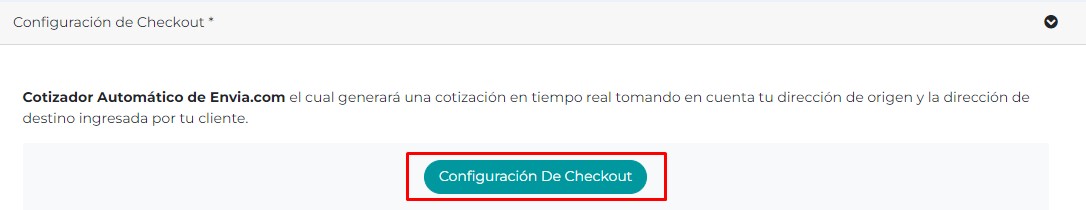 Botón Configuración de checkout resaltado