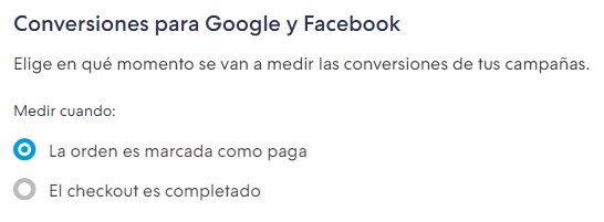 conversiones para Google y Facebook