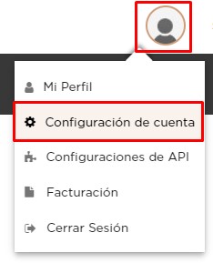 Icono de persona indicando Perfil y opción Configuración de cuenta resaltados