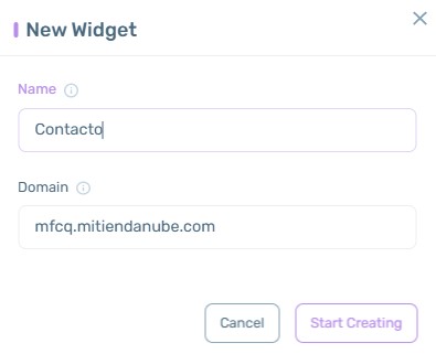 Campos para crear un nuevo widget