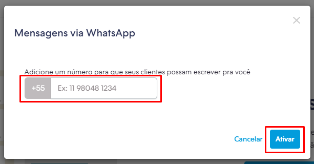 Botão de ativação do Whatsapp na Nuvemshop